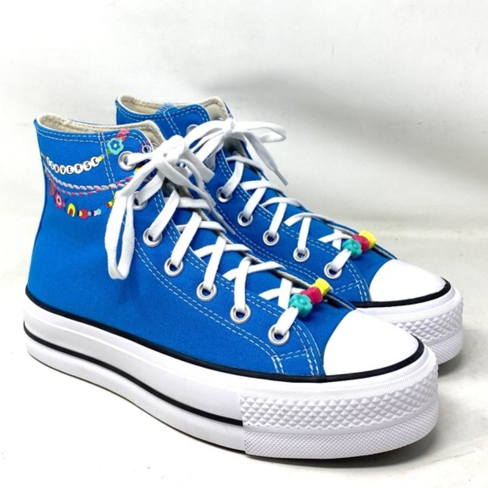 Converse Ctas Lift Platform High Top Canvas White Blue Women Size Skate A06844C - Picture 2 of 9